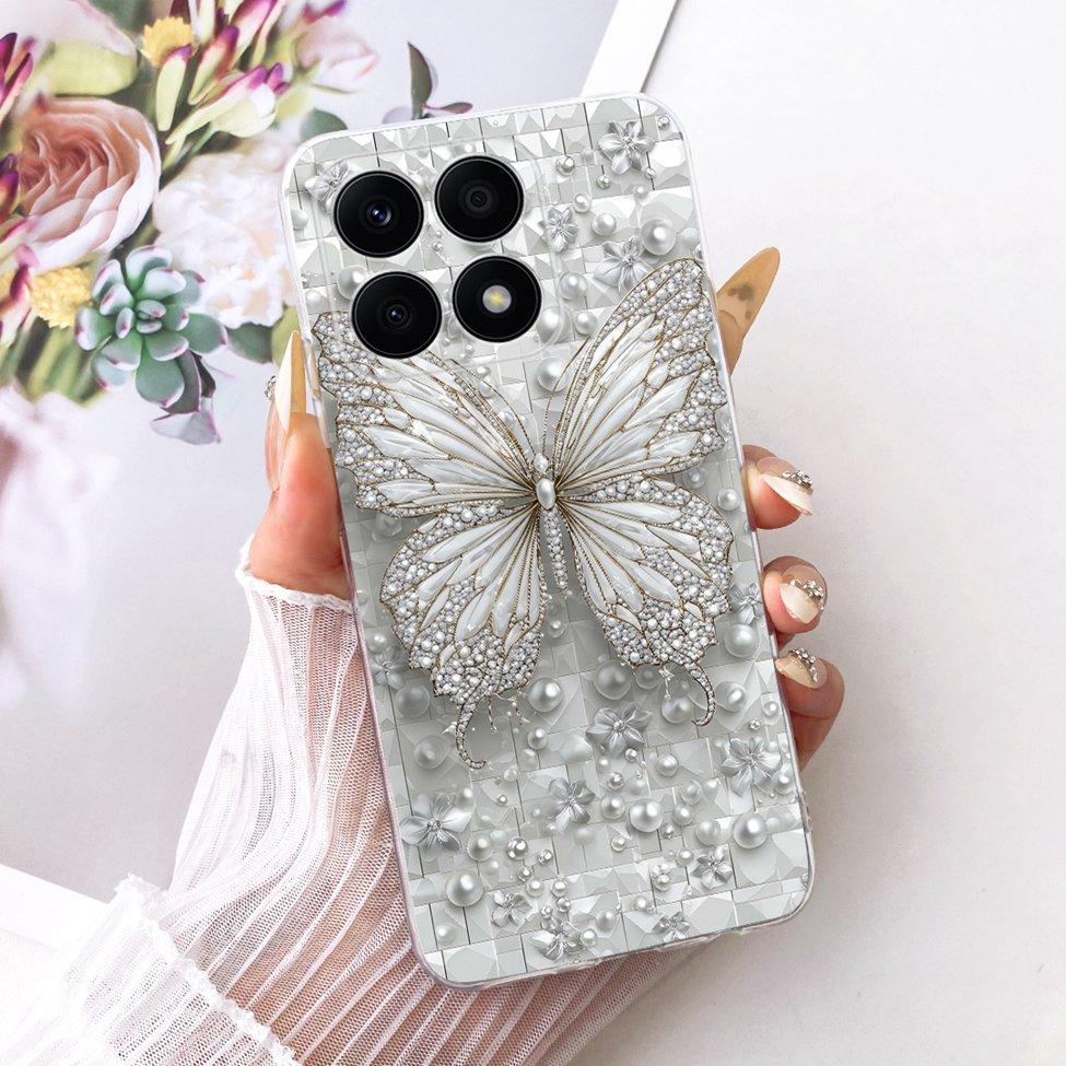 For Honor X8a 4G Case Transparent Cute Cat Fashion Butterfly Funny Painted Casing CRT-LX1 CRT-LX2 CRT-LX3