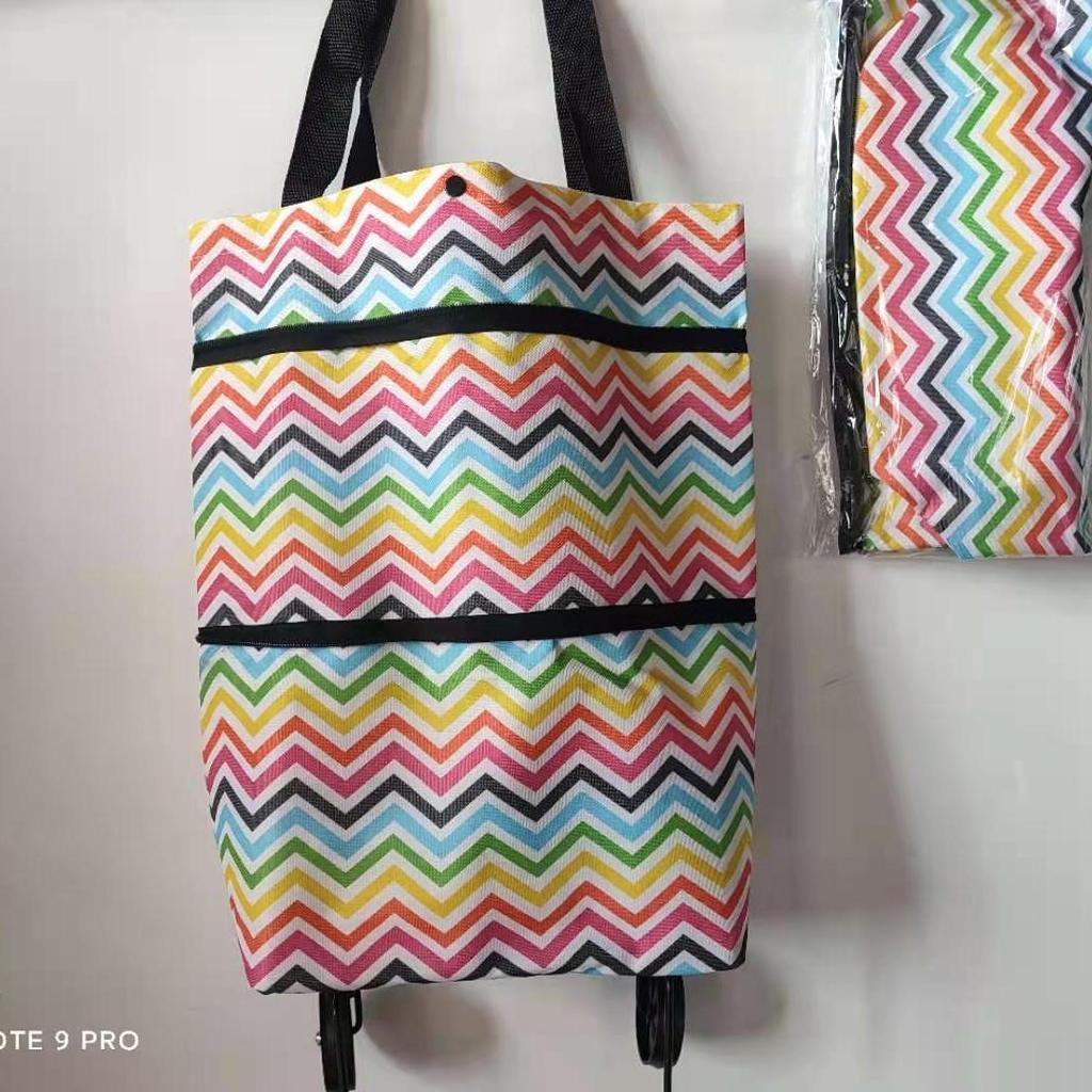 Складная полиэстеровая тележка для покупок на колесах - Портативная сумка-тележка