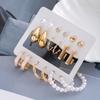 Diamond Water Drop Love Pearl Earrings Women'S Fashion Temperament Earrings Simple Design Sense Niche Earrings Set