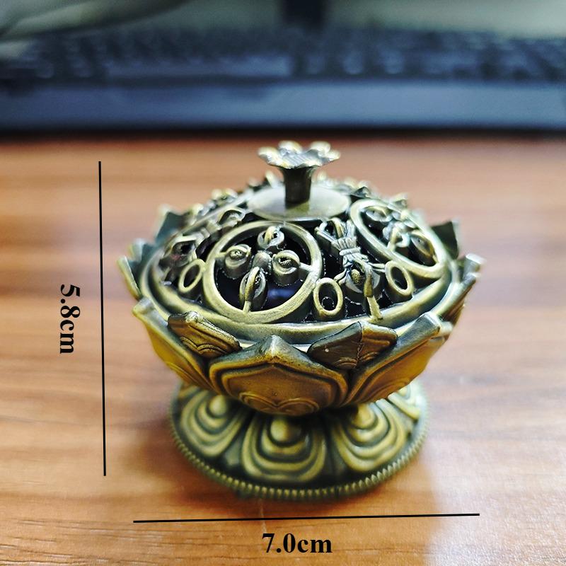 Винтажная металлическая подставка для благовоний в виде цветка лотоса, буддизм, Будда, комната, домашний декор, мини-цензор для сандалового дерева, держатель для благовоний, бронзовое изделие