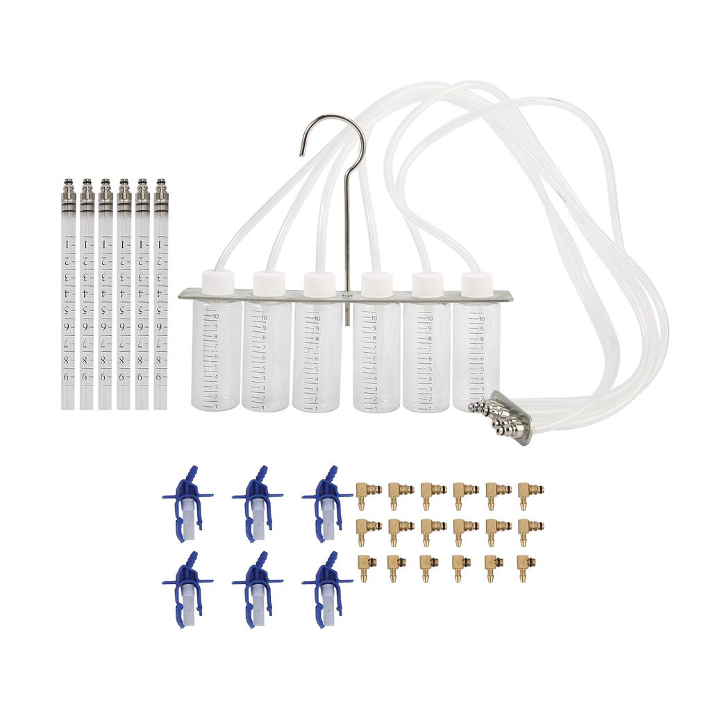 Diesel Flow Meter Adapter Set 6Cylinder Injector Detector Common Rail Leak Off Test Kit