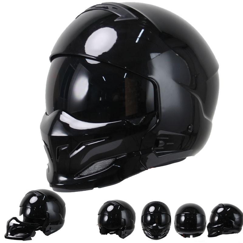 Retro-Style Detachable Half/Full Face Motorcycle Helmet Men ABS Material Scooter Bike Riding Safety Gear