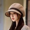 Versatile Plush Warm Octagonal Hat for Women In Autumn and Winter Outdoor Windproof Ear Protection Beret British Retro Baseball Cap