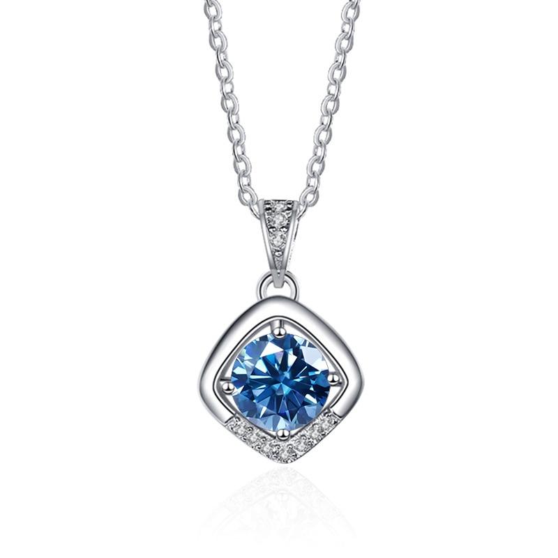 Bague Ringen 1ct VVS D Цветной Муассанит Бриллиантовое Ожерелье Для Женщин Серебро 925 Ювелирные Изделия Женский Простой Темперамент Цепочка На Ключицу