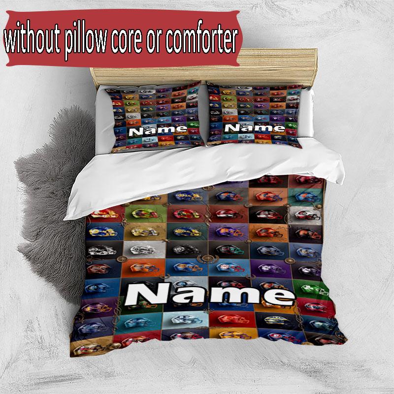 3pcs Duvet Cover Set (1*Duvet Cover + 2*Pillowcase, Without Core), Custom Name NFL Pattern Bedding Set, Home Bedroom Decor Gift