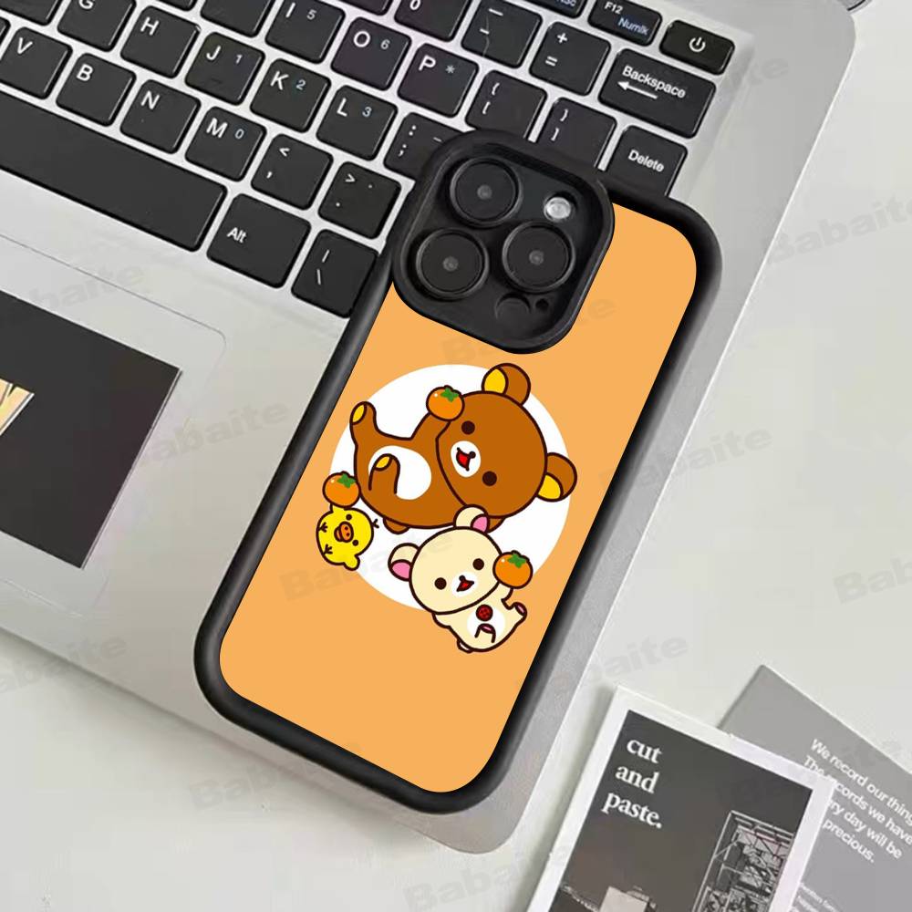 Мультяшный чехол для телефона с мишкой Рилаккума для iPhone 17 16 15 14 13 12 11 Air Plus Pro Max Мягкая задняя крышка