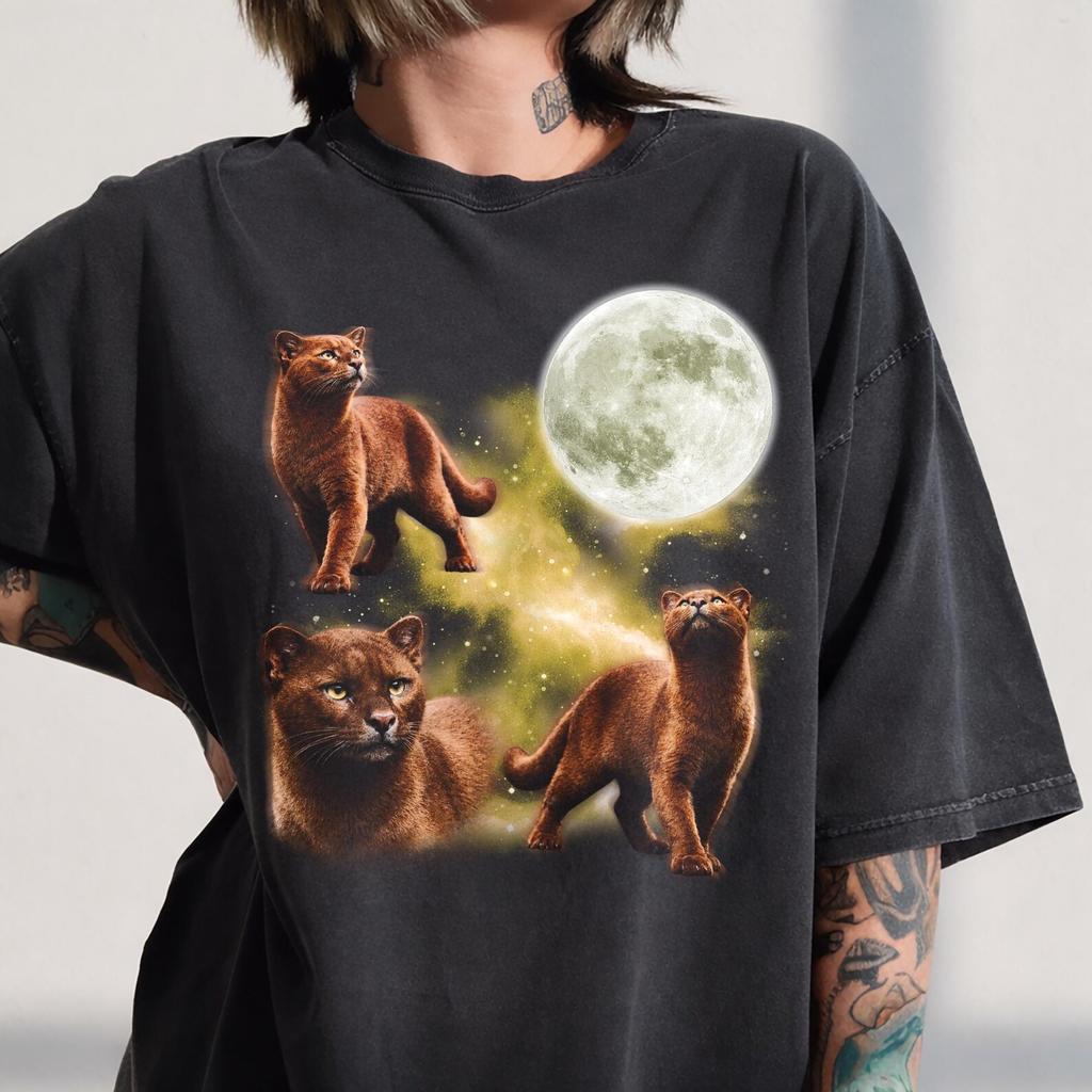 Vintage Jaguarundi Wolf Moon Comfort Colors Tee, Big Cat Graphic Shirt