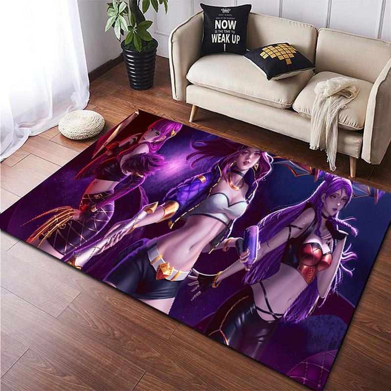 LOL KDA HD Большой ковер с печатной областью, ковер для гостиной, спальни, украшение дивана, нескользящие коврики, дропшиппинг Alfombras