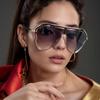 Большие цельные женские солнцезащитные очки с большой оправой в форме бабочки, квадратные очки, модные металлические качественные украшения для мужчин в стиле панк