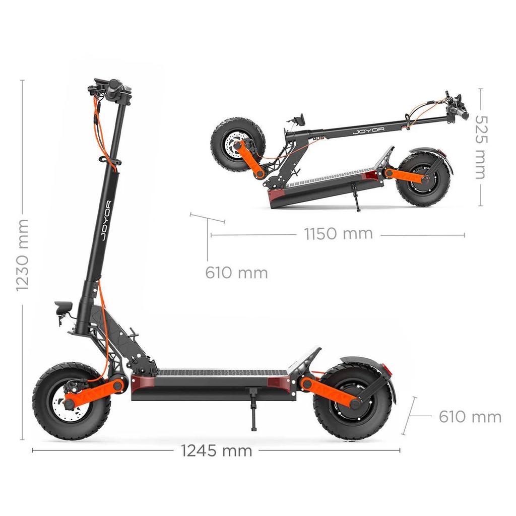 Joyor S5-Z Folding E-Scooter 600W, 48V13Ah, 10" Off-Road Tires, Dual Disc Brakes, Urban Electric Scooter for City Commuter & Outdoor Adventure