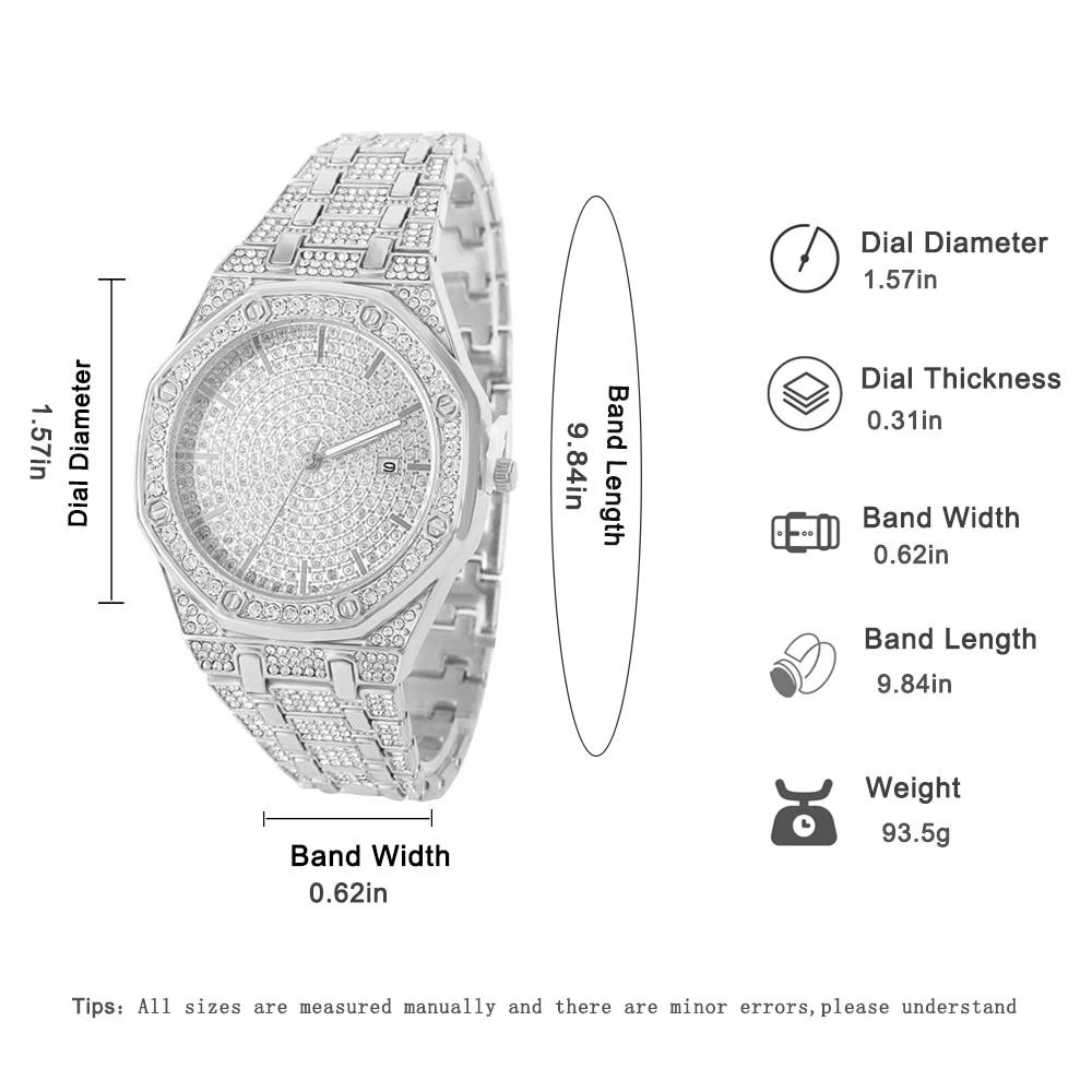 Мужчины Женщины Хип-Хоп 16 мм Iced Out Кристалл Кубинская Цепочка Ожерелье + Набор Браслетов С Разнообразием Стилей Индивидуальные Часы со Стразами