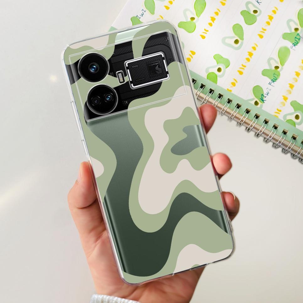 For Realme GT5 Case Clear Silicone Soft TPU Cover For OPPO Realme GT 5 RealmeGT5 Cases Flower Marble Jelly Bumper Coques