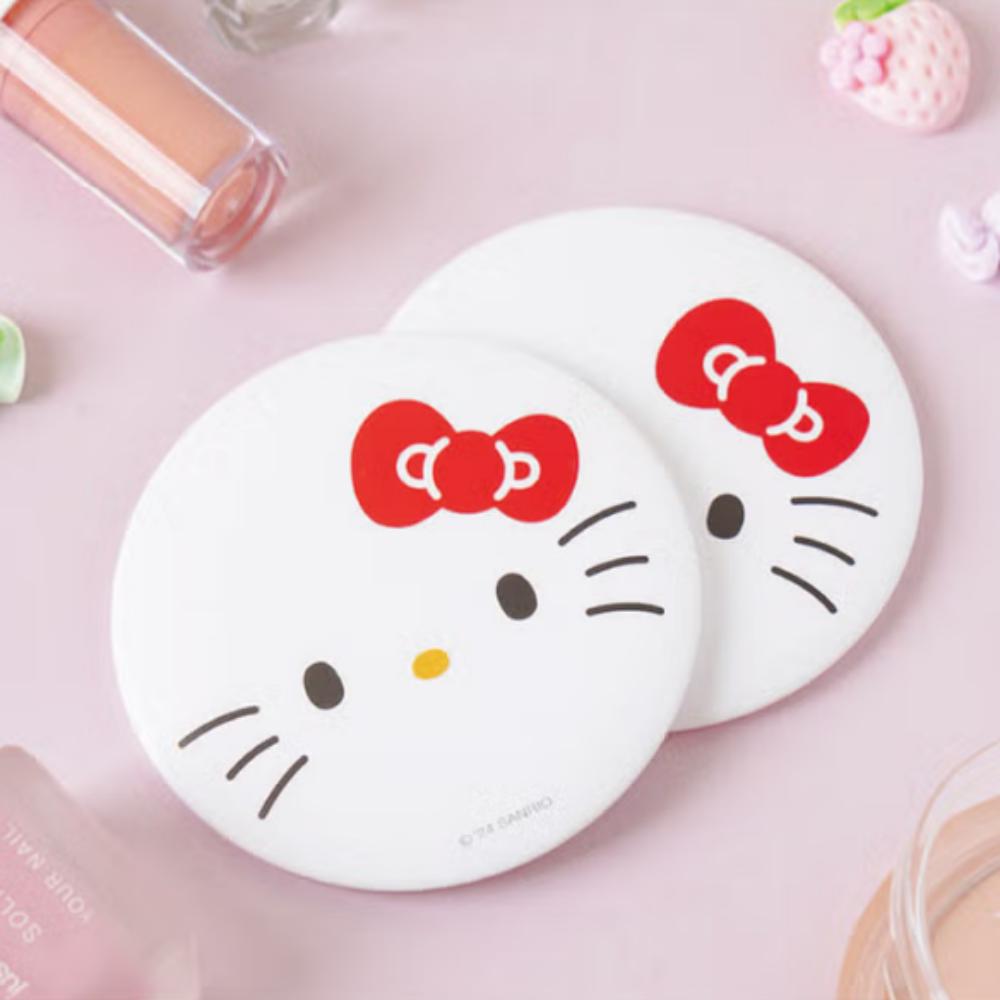 Круглое ручное зеркало Hello Kitty, белое