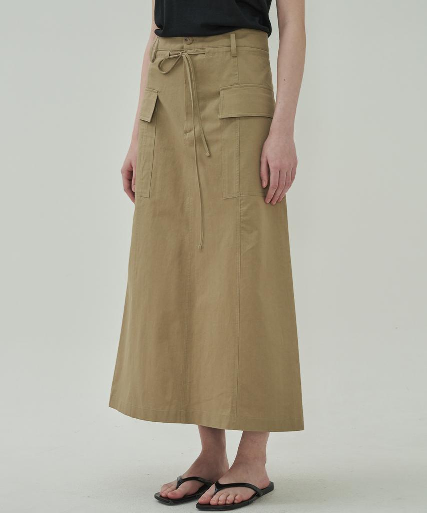 Mot Pocket String Long Skirt - Beige