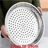 Thickened Stainless Steel Leak Colander Plate Round Hole Tray Deep Pallet Super Large Steamer Rice Bean Disc Drainage Plate Set