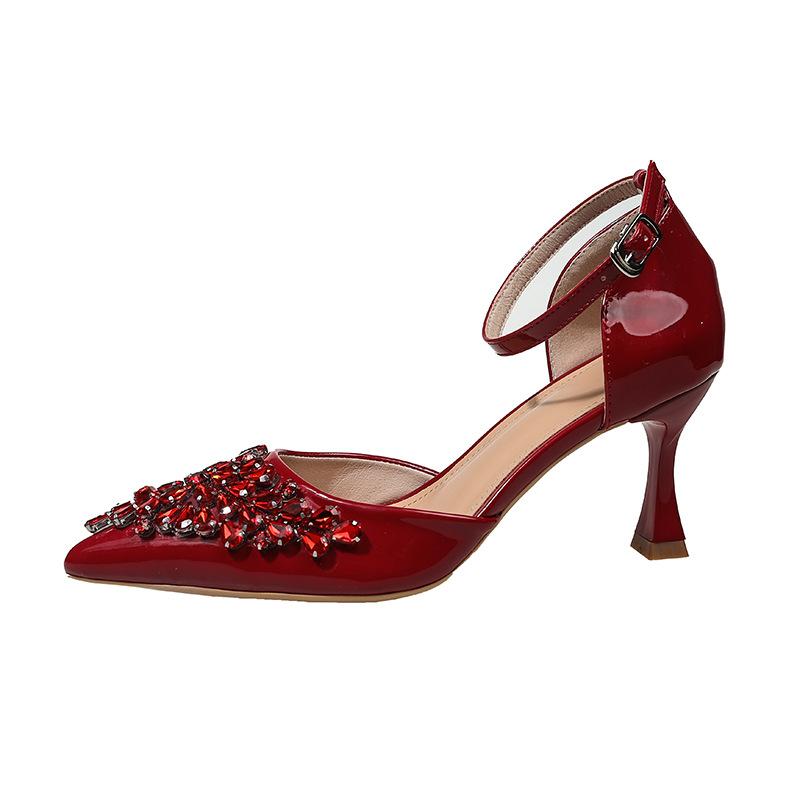 Spring/summer Women's High-heeled Shoes: Fashionable Pointed-toe, Closed-toe, Single-strap Sandals/pumps With Open Sides.