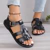 Fashion 2024 Hot Sale Ladies Shoes Roman Women's Sandals Outdoor Beach Sandals Women Buckle Strap Flat with Plus Size Ladies Shoes