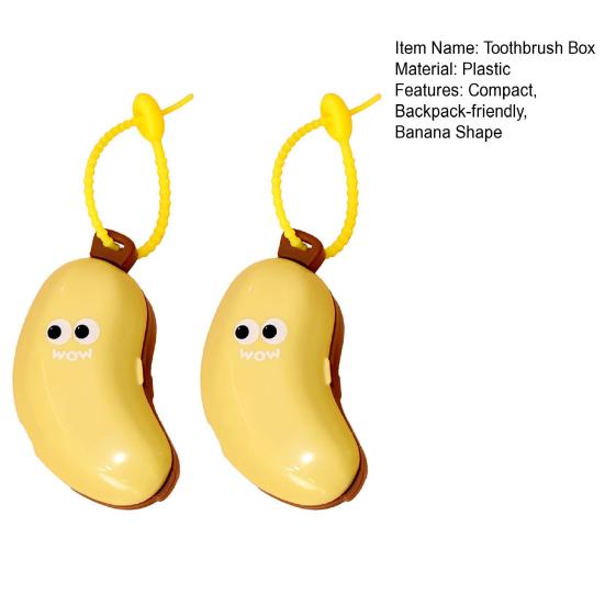 Banana Toothbrush Case Portable Toothbrush Organizer with Silicone Toothpaste Dispenser Hanging Travel Toothbrush Box for Home Use Vacation Camping