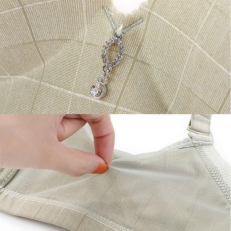 Gather Bra for Women Plaid Thick Adjustable Invisible Bra Without Steel Ring A Cup Sexy Push Up Bralette Sensual Lingerie