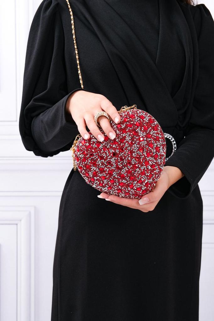 Women's Stylish and Useful Evening Dress Bag Women's Heart Stoned Saxe Blue Evening Dress Bag