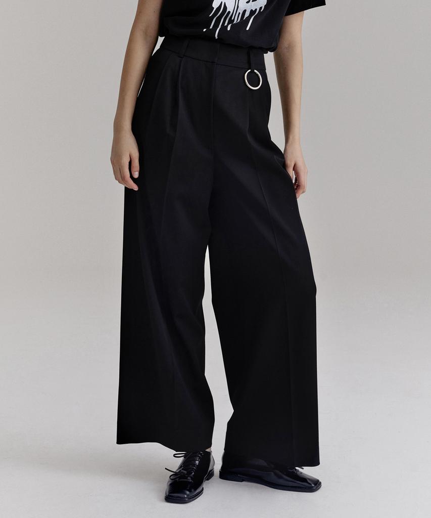 ONNE Surin Pintuck Wool Wide Pants - Black