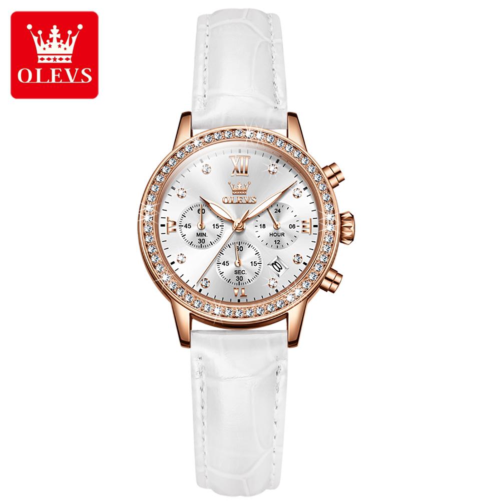 OLEVS 9933 Fashion Ladies Watches White Leather Female Waterproof Quartz Watch Women Watch Reloj