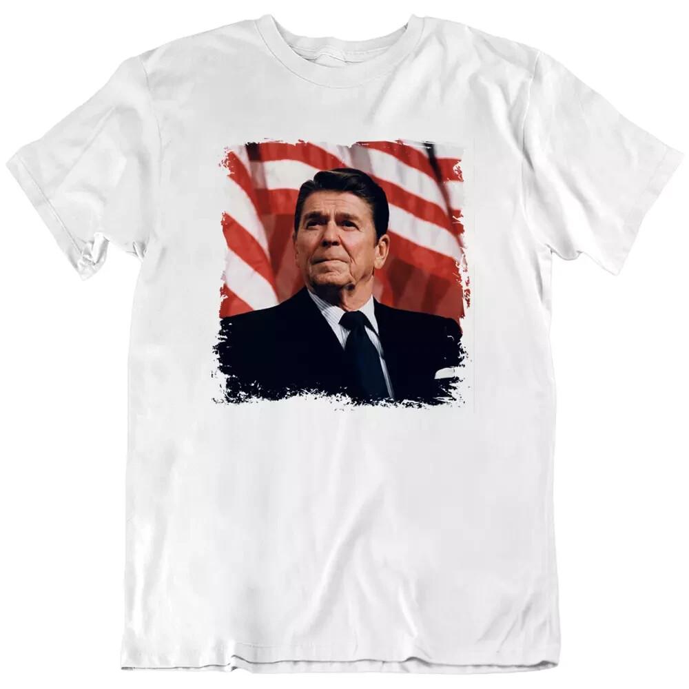 Ronald Reagan Patriotic, American Flag Republican Fan T Shirt Tee Gift New