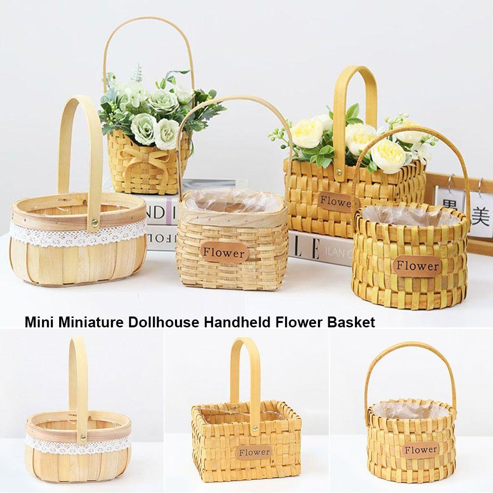 Мини Миниатюрная Плетеная Корзинка из Бумажной Лозы Ручная Работа Корзинка для Цветов для Кукол BJD/для Кукол Ob11