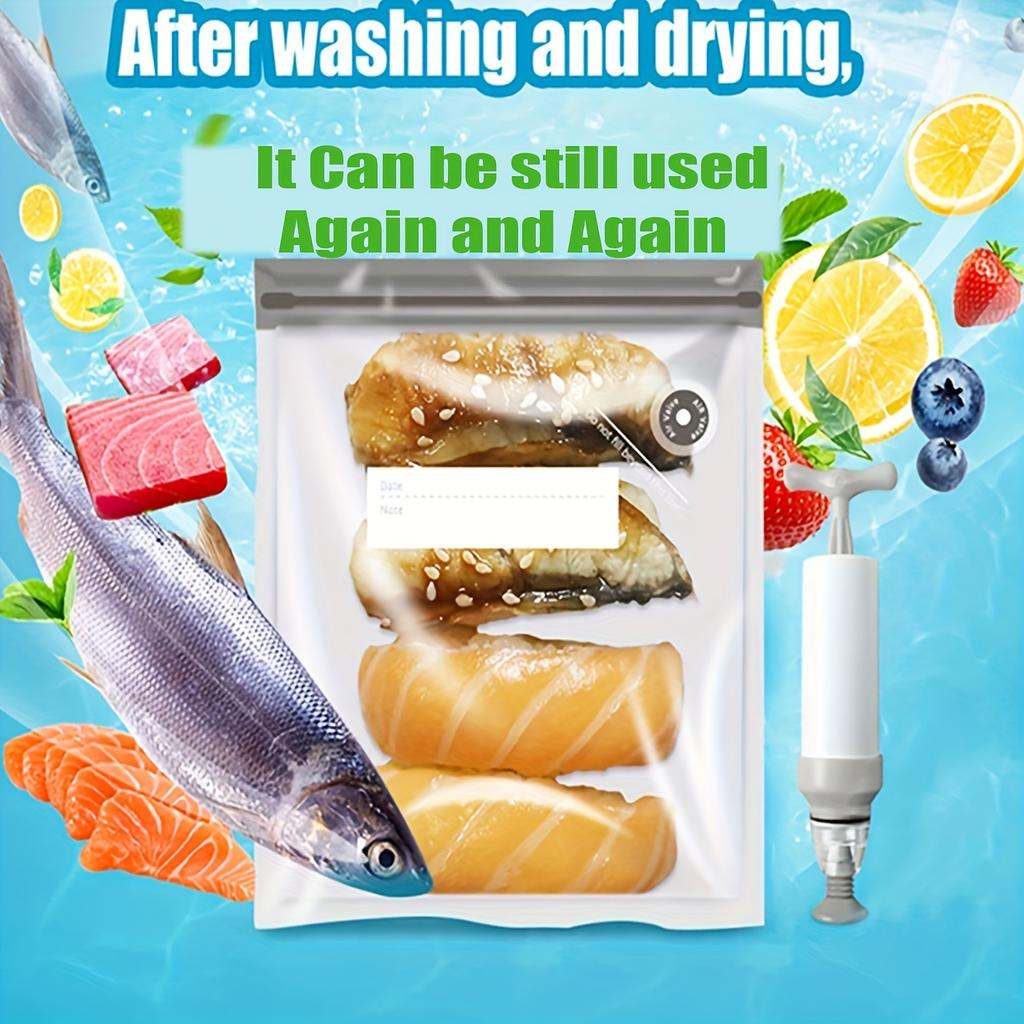 Многоразовые вакуумные пакеты для хранения продуктов, идеально подходящие для сохранения фруктов и готовых блюд, идеально подходят для кухни и хранения продуктов в холодильнике.