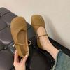 Popular Mary Jane Shoes Small Leather Shoes 2025 Summer French Versatile Single Shoes Woven Sense One Word with Round Head Soft Sole Women's Shoes