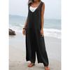 YYFS Женская мода повседневная летняя весна однотонная без рукавов с V-образным вырезом свободная талия брюки комбинезоны и комбинезоны