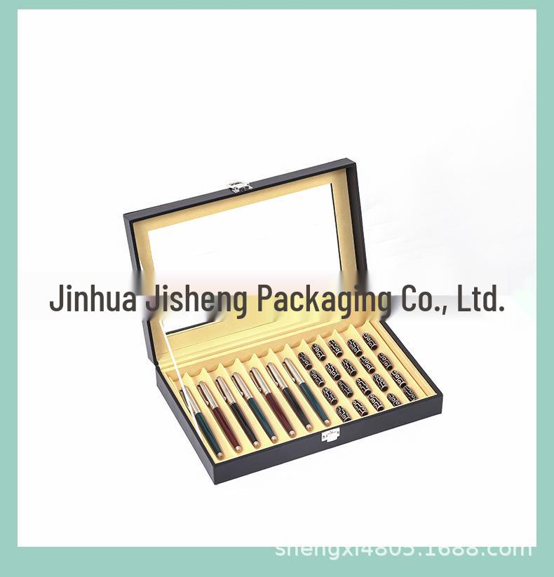 Кожаный ящик Shengxi для хранения и демонстрации перьевых ручек со световым люком