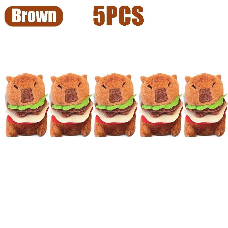 Capybara Hamburger Plush Stuffed Animal Cute Anime Fluffy Doll Soft Simulation Christmas Gift for Kids Girls