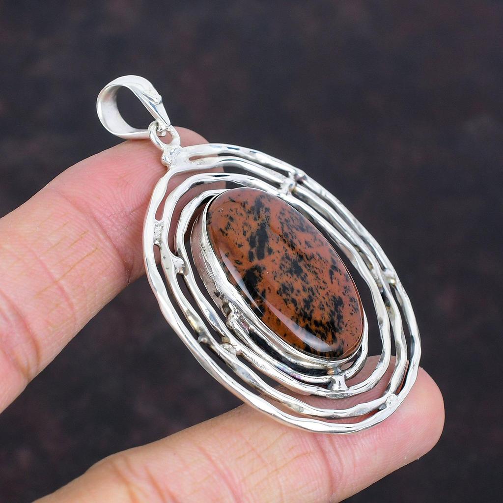 Mahogany Obsidian Pendant 925 Sterling Silver Pendant Original Gemstone Pendant Designer Jewelry Anniversary Gifts Handmade Stylish Pendant