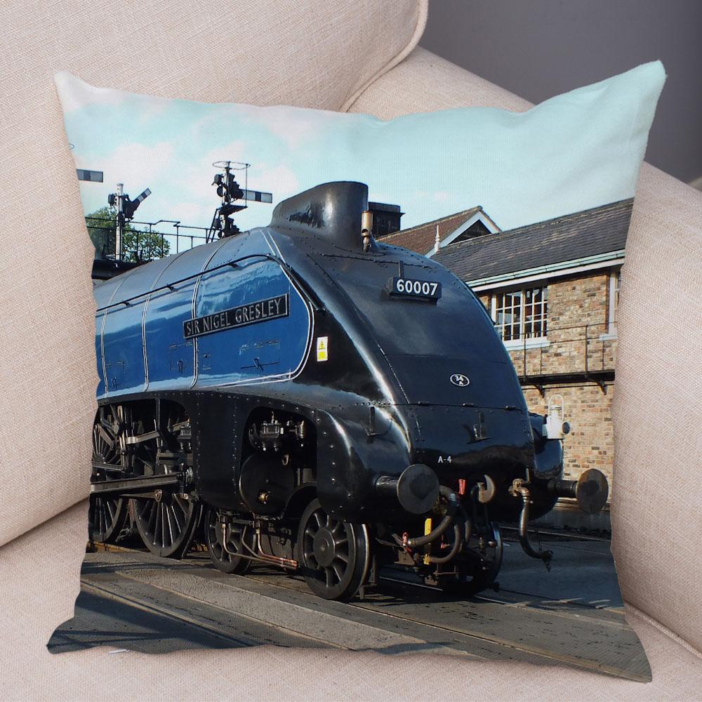Наволочка в винтажном стиле, декор для паровоза, ретро, ​​красочный чехол для автомобильной подушки
