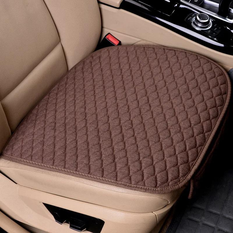 Non-slip Car Seat Cushion Linen Three-piece Set Without Backrest Four-season Universal Seat Cushion Three-piece Set