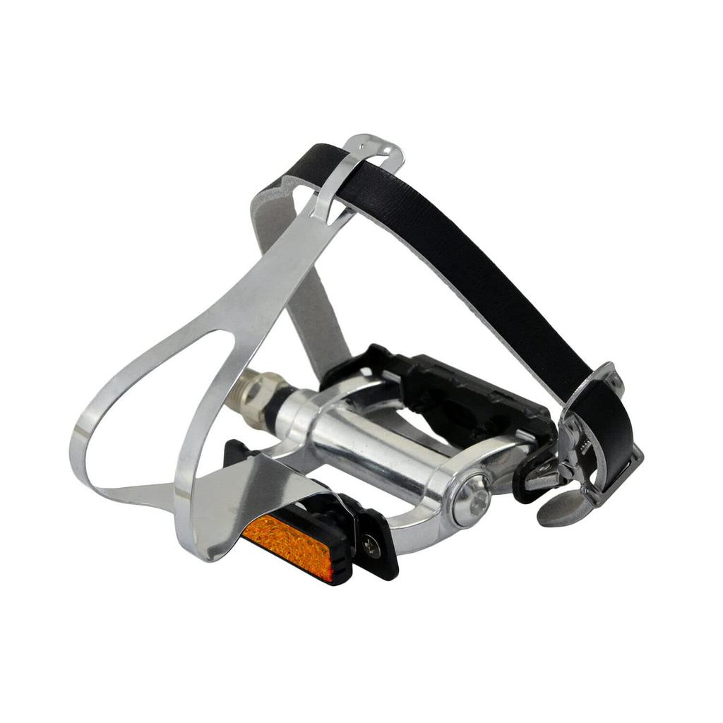 FPD Road Touring Pedals with Toe Clips Cages FD2334 NWL-424B+S41+T12 Straps,