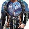 Мужской креативный топ с 3D-цифровым принтом в стиле племенного волка, стильная мужская футболка с длинным рукавом и круглым вырезом, весна-осень