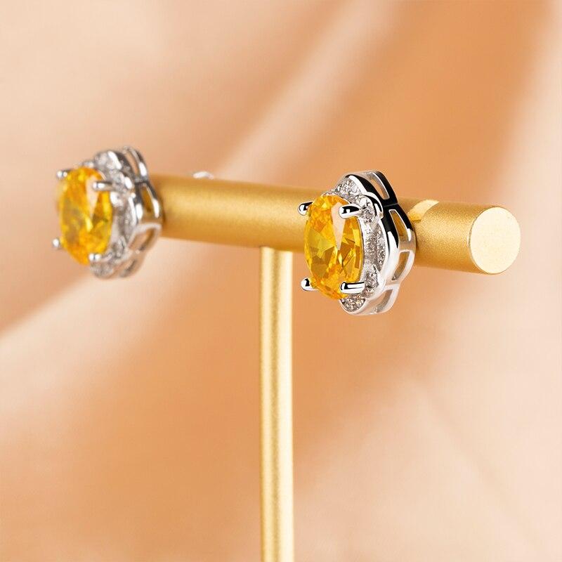 BELLA BOX Women's Fashion Stub Earrings With Yellow Color Oval Shape Zircon Wedding Party Wholesale Gift