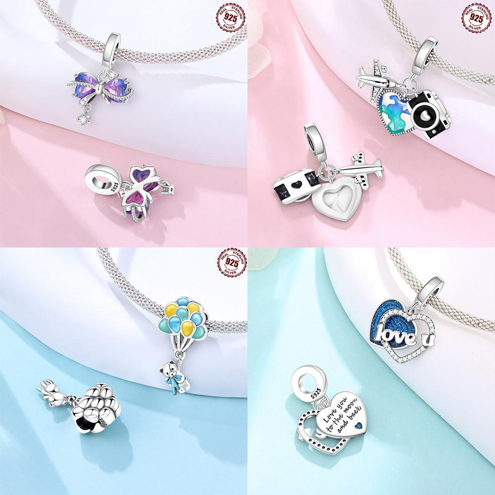 Pink Zircon Love copper Bead Charms Charm Bead Charms Compatible With Bracelets Women Jewellery Diy Anniversary Gift Delicate Accessories Bag Charm