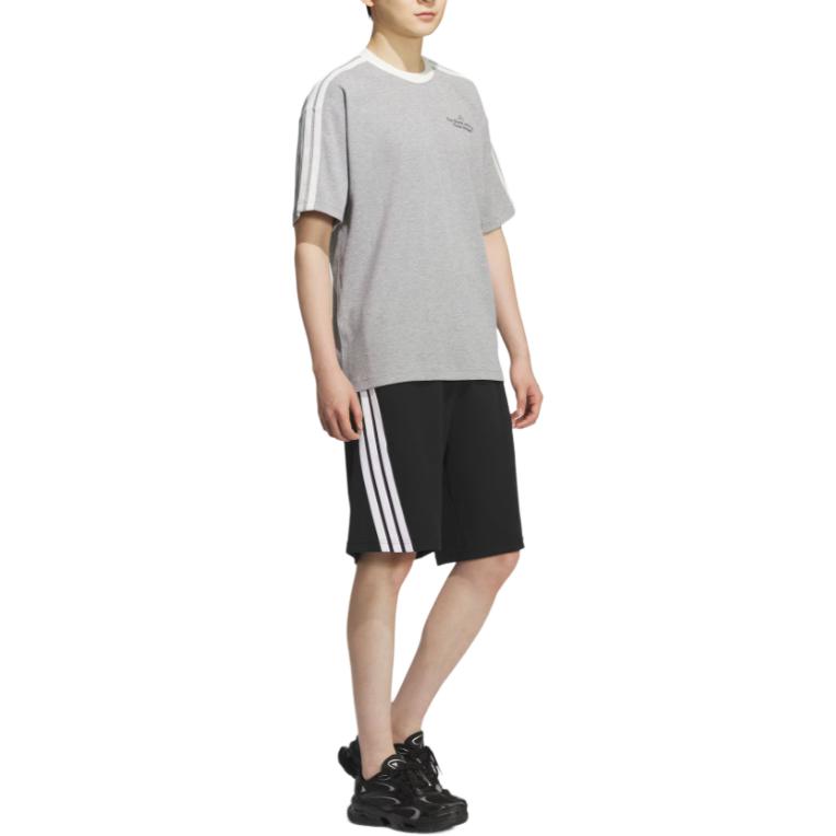Adidas T Shirts Men's Medium Heather Gray/Jade White Crew Neck Moderate KF2477