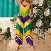 Womens Casual Overalls Jumpsuits Adjustable Straps Sleeveless Carnival Print Comfy Rompers With Pocket