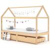 VidaXL Solid Pine Wood Children's Bed Frame with Drawers Cabin Bed for Children Slat Base Bedroom 322138