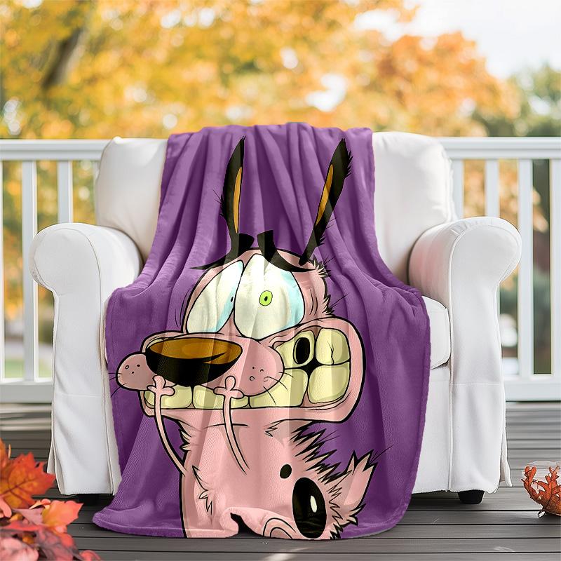 Courage the Cowardly Dog printed throw blanket—lightweight,soft,warm;versatile blanket for all seasons—perfect as &air-conditioning throw,nap blanket