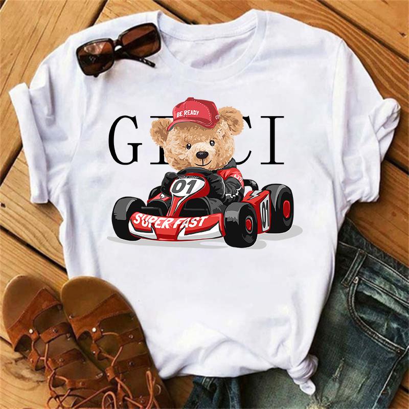 Одежда женская летняя футболка с принтом модные повседневные футболки Golf Bear с надписью 90-х годов тренд милые женские с коротким рукавом женская графика