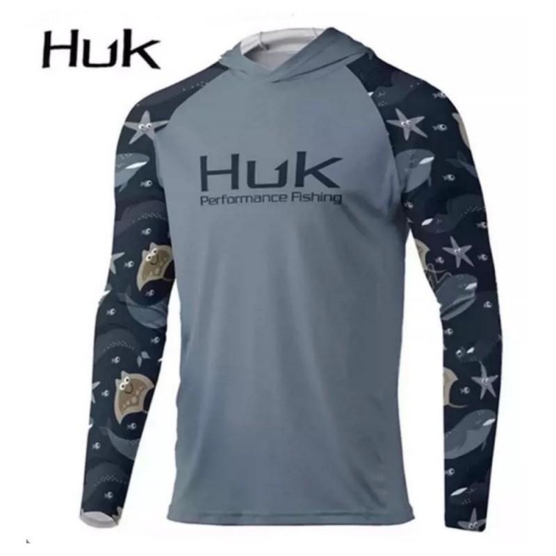 Mens Quick-Dry UV Protection Fishing Shirt With Hood Lightweight Breathable Outdoor Sport Long Sleeve Top