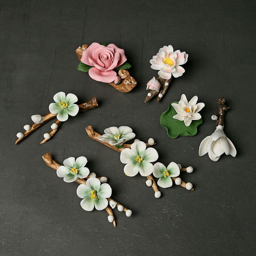 Flower Shape Incense Stick Holder Ceramics Aromatherapy Base Gift Tea Table Oraments Yoga Studios