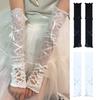 1 Pair Women Prom Arm Sleeves See-through Lace Flower Embroidery Thin Fingerless JK Lolita