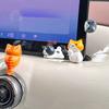 Mini Cat Statues Car Ornament Dashboard Decor Kit with Back Adhesives Funny Car Rearview Mirror Decorations Kitty Figurines