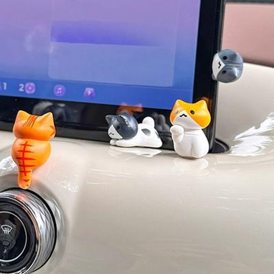 Мини-статуэтки кошек, украшение для приборной панели автомобиля, набор для декора с наклейками на заднюю часть, забавные украшения для зеркала заднего вида автомобиля, фигурки котят